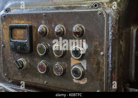Control panel of old milling machine Stock Photo