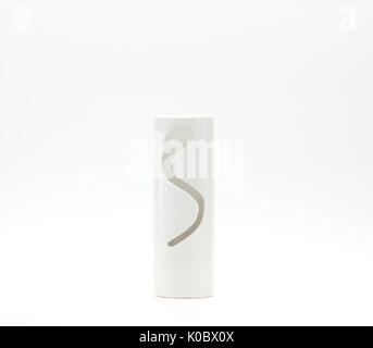 Modern ceramic vase with beautiful patterns isolated on white background Stock Photo