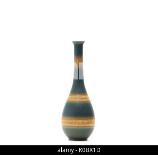 Modern pottery vase with beautiful patterns isolated on white background Stock Photo