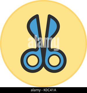 Scissors icon yellow button Stock Vector