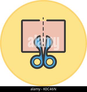 Scissors icon yellow button Stock Vector