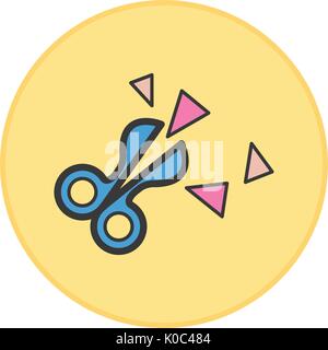 Scissors icon yellow button Stock Vector