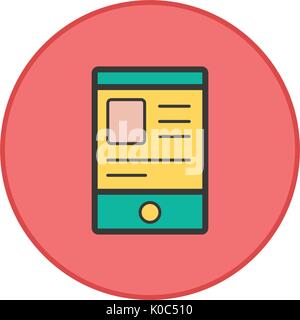 smartphone icon red button Stock Vector
