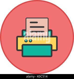 Printer vector icon red button Stock Vector