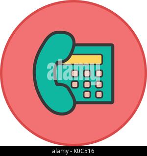 Phone icon red button Stock Vector