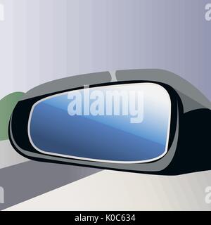 Rear view mirror.Blue glass.Vector illustration Stock Vector