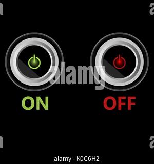 On off glossy buttons on dark background.Vector illustration Stock Vector