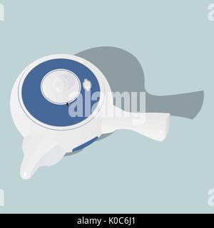 Japanese tradition pot. Vector illustration isolated on blue background. Kitchen object Stock Vector