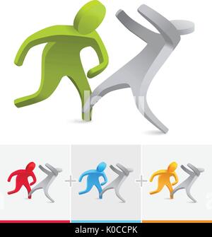 2 3D vector stick figure fighting Stock Vector