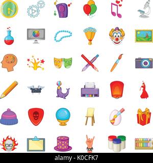 Creative icons set, cartoon style Stock Vector