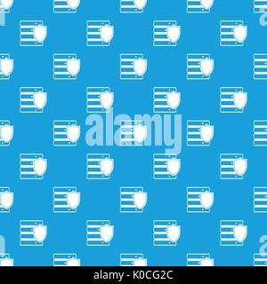 Database with shield pattern seamless blue Stock Vector