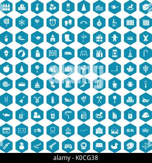 100 preschool education icons sapphirine violet Stock Vector