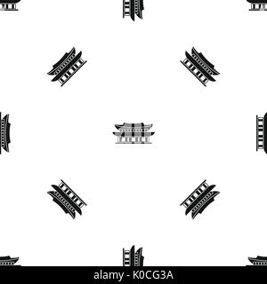 Gyeongbokgung palace, Seoul pattern seamless black Stock Vector