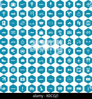 100 public transport icons sapphirine violet Stock Vector