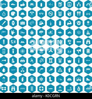100 rafting icons sapphirine violet Stock Vector