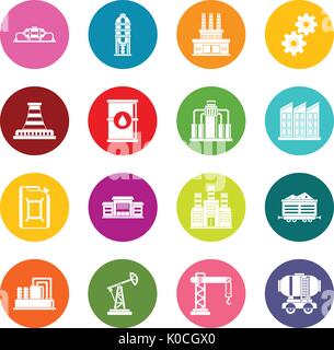 Industry icons many colors set Stock Vector