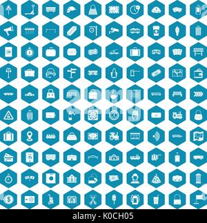 100 railway icons sapphirine violet Stock Vector