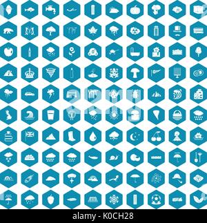 100 rain icons sapphirine violet Stock Vector