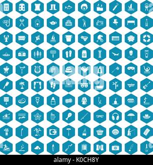 100 recreation icons sapphirine violet Stock Vector