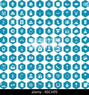 100 religious festival icons sapphirine violet Stock Vector