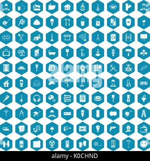 100 renovation icons sapphirine violet Stock Vector