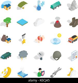 Inflammable icons set, isometric style Stock Vector