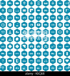 100 road icons sapphirine violet Stock Vector