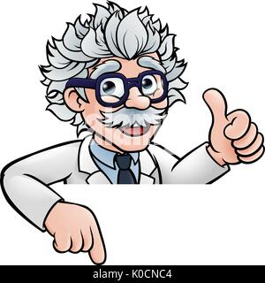 scientist cartoon above sign 2017 A3-08 [Converted] Stock Vector