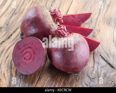 Red beet or beetroot on the wooden table. Stock Photo