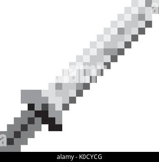 monochrome pixelated sword element to fight Stock Vector