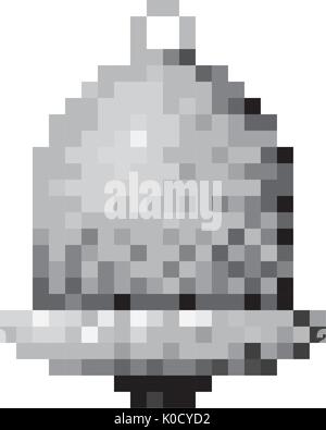 monochrome pixelated bell element icon Stock Vector