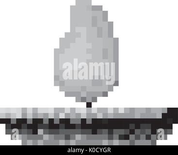 monochrome pixelated fire flame in meadow Stock Vector