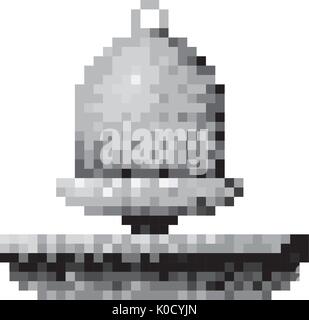 monochrome pixelated bell element over grass Stock Vector