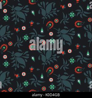 Floral paisley dark blue vector pattern. Stock Vector