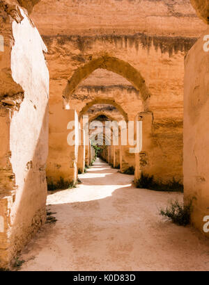 Ruins of the Ancient Royal Stables in Meknes, Morocco. Stock Photo