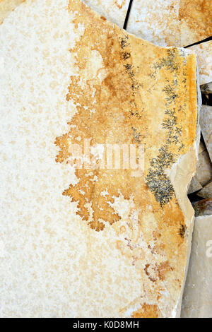 Dendrite minerals on limestone rocks of Solnhofen. full frame backgrounds Stock Photo