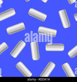 Silver Drink Can Seamless Pattern Stock Vector