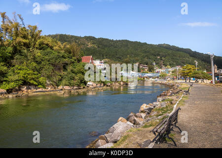 Canal at Barra da Lagoa area of Lagoa da Conceicao - Florianopolis, Santa Catarina, Brazil Stock Photo