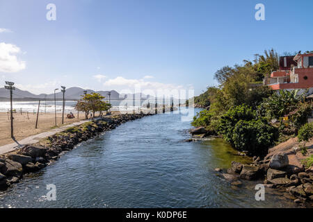 Canal at Barra da Lagoa area of Lagoa da Conceicao - Florianopolis, Santa Catarina, Brazil Stock Photo