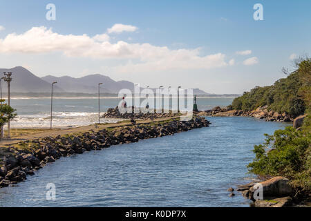 Canal at Barra da Lagoa area of Lagoa da Conceicao - Florianopolis, Santa Catarina, Brazil Stock Photo