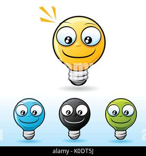 Lightbulb smiley face icon. Smile Stock Vector