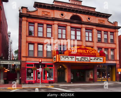 Hamilton , New York, USA. August 12, 2017.  View of downtown Hamilton, New York , a small town in Madison County,and the  home of Colgate University,  Stock Photo