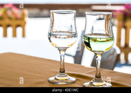 Glasses of "raki" in restaurants, Albania, Durres, wine and singing Stock Photo