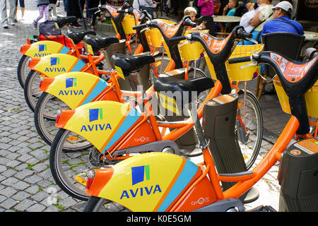 self-serve bike station on the street of Vilnius, Lithuania Stock Photo