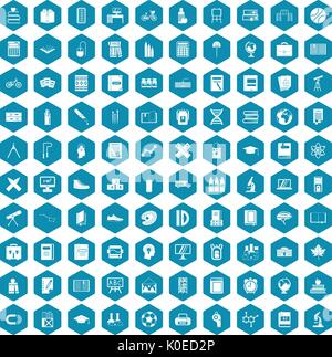 100 school icons sapphirine violet Stock Vector