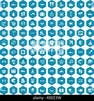 100 sea life icons sapphirine violet Stock Vector