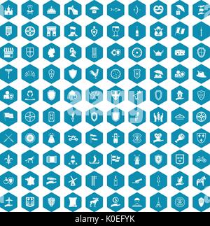 100 shield icons sapphirine violet Stock Vector