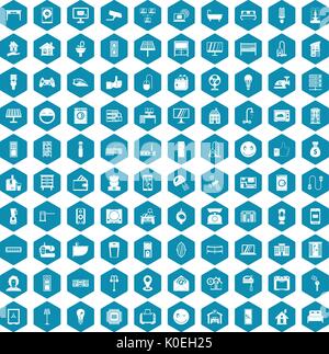 100 smart house icons sapphirine violet Stock Vector