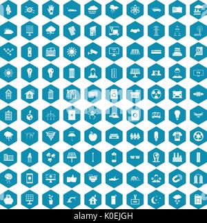 100 solar energy icons sapphirine violet Stock Vector