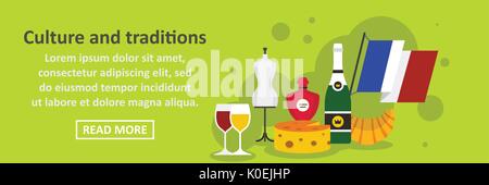Culture and traditions france banner horizontal concept Stock Vector